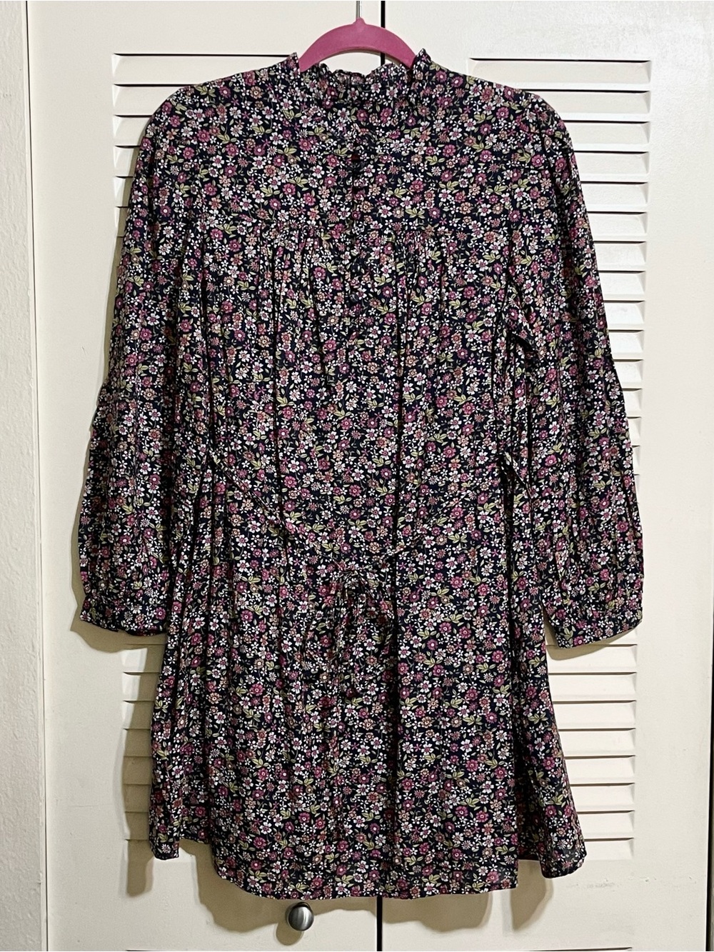 J. Crew Women’s Navy Blue & Pink Floral Print Dress Long Sleeve NWT Size S